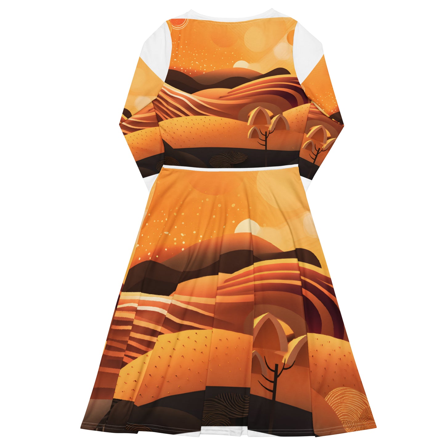 All-over print long sleeve midi dress